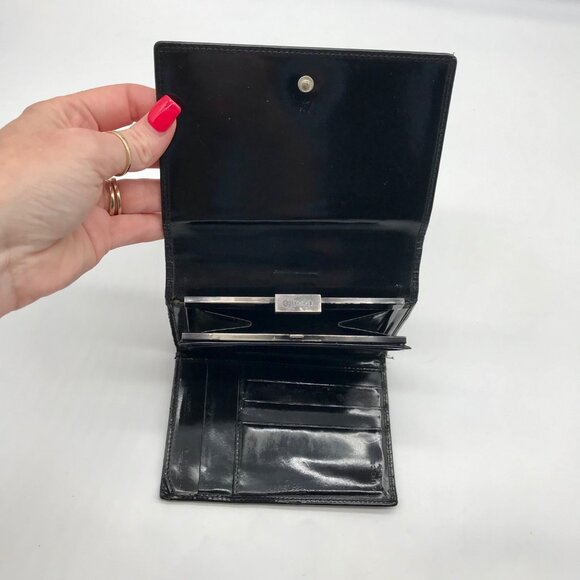 Gucci Black Patent Leather Tri-Fold Embossed Wallet - Picture 11 of 12